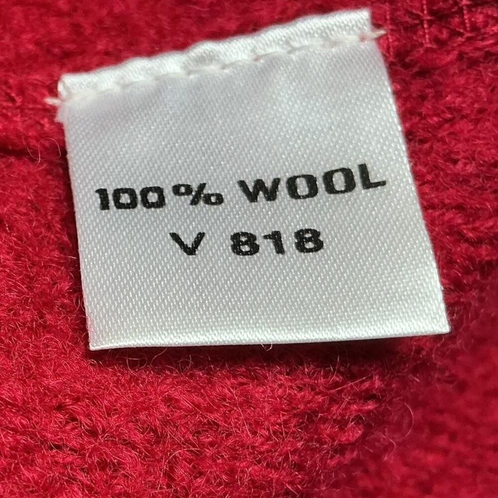 Appleseeds Cardigan Sweater Women L Red Wool Pockets Collar Button Front Jacket - Picture 8 of 9